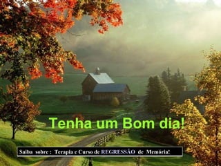 Tenha um Bom dia! Saiba  sobre :  Terapia e Curso de  REGRESSÃO   de  Memória!  