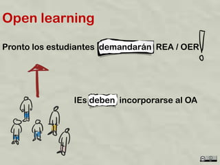 Open learning

Pronto los estudiantes demandarán REA / OER




               IEs deben incorporarse al OA
 