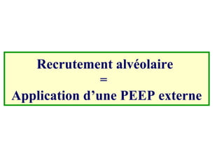 Recrutement alvéolaire
=
Application d’une PEEP externe
 