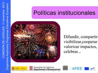 Políticas institucionales
        s oepo u E
              r




                                                                      Difundir, compartir
                                                                      visibilizar,cooperar
                                                                      valorizar impactos,
                                                                      celebrar...
  D N Ó S MOC
      I I
  g O




//www.ugc.edu.hk/tlqpr01/site/abstracts/064_wong_files/image002.jpg
   r
 
