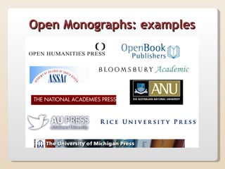 Open Monographs: examples
 