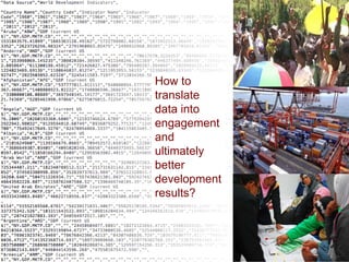 How to
translate
data into
engagement
and
ultimately
better
development
results?
 
