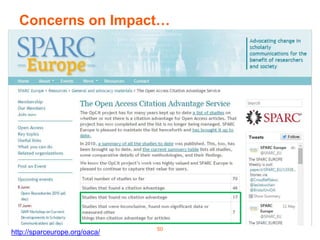 Concerns on Impact…
50
http://sparceurope.org/oaca/
 