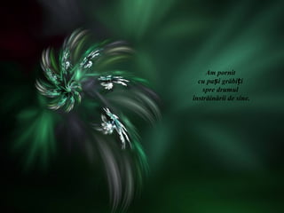 Am pornit
  cu pași grăbiți
    spre drumul
înstrăinării de sine.
 