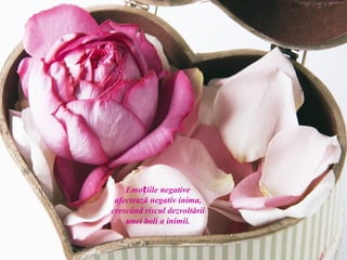 Emoțiile negative
 afectează negativ inima,
crescând riscul dezvoltării
    unei boli a inimii.
 