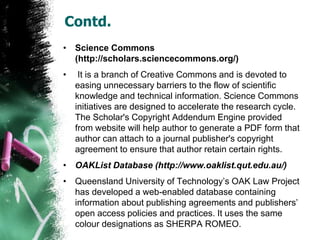 Science Commons Open access resources in LIS education | PPTX