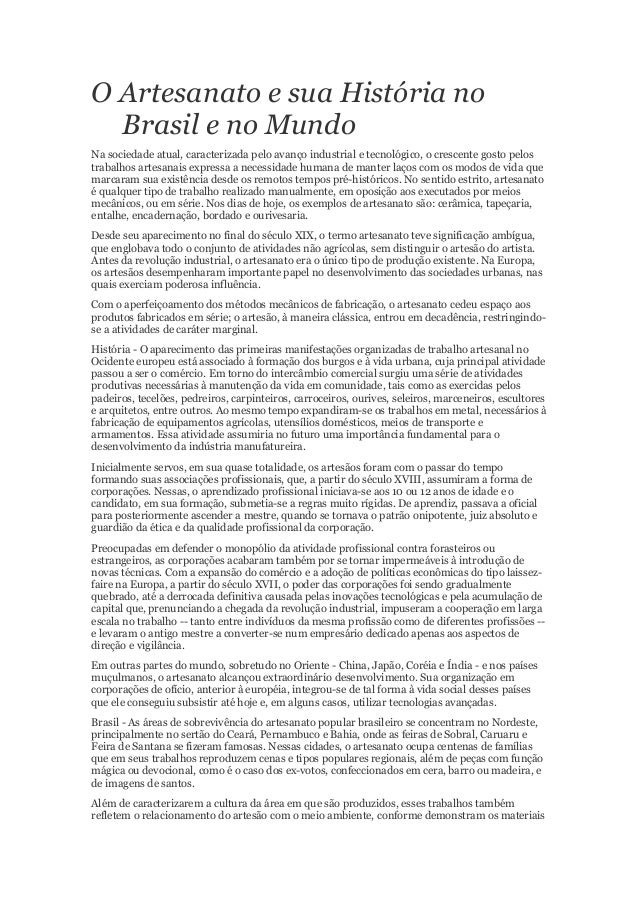 O artesanato e sua história no brasil e no mundo Darlene Artesanato Uberlandia Mg ~ O artesanato e sua história no brasil e no mundo