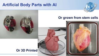 Artificial Body Parts with AI
Or 3D Printed
Or grown from stem cells
 