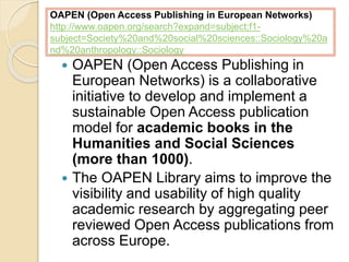 Oapen Research Oriented Useful Resources for Sociology | PPTX
