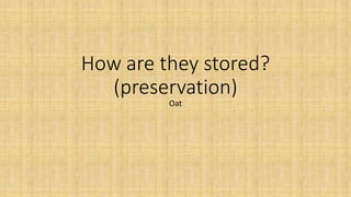 How are they stored?
(preservation)
Oat
 
