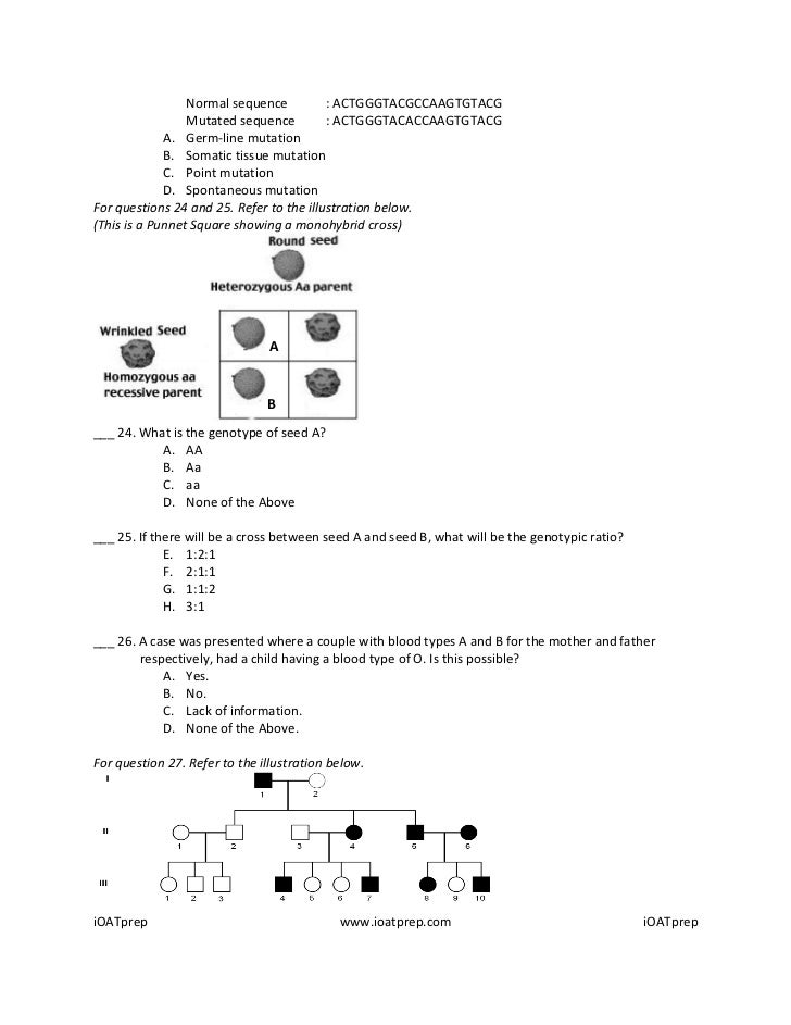 Optometry Admission Test Practice Biology Questions