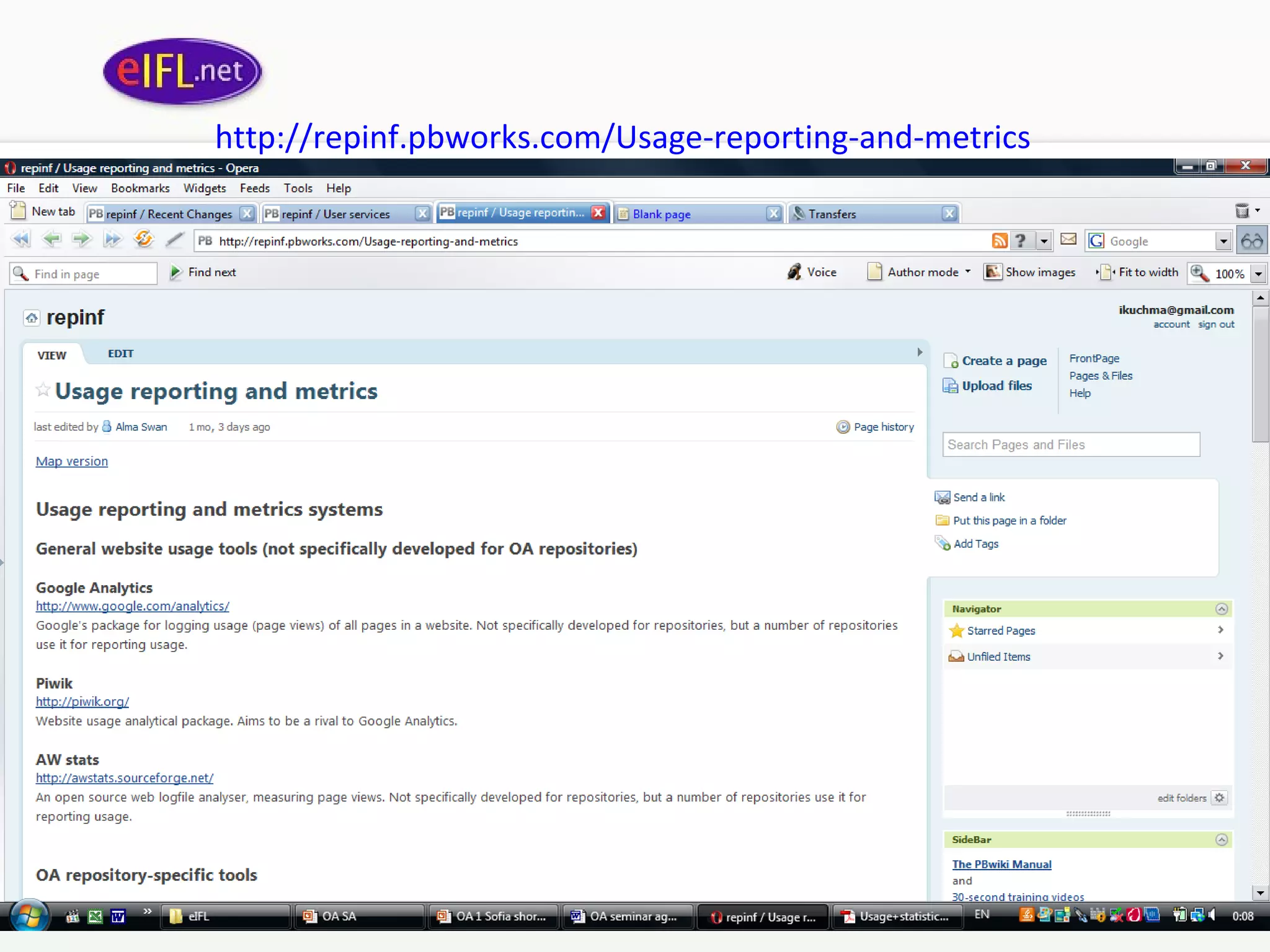 http :// repinf . pbworks . com /Usage-reporting-and- metrics   