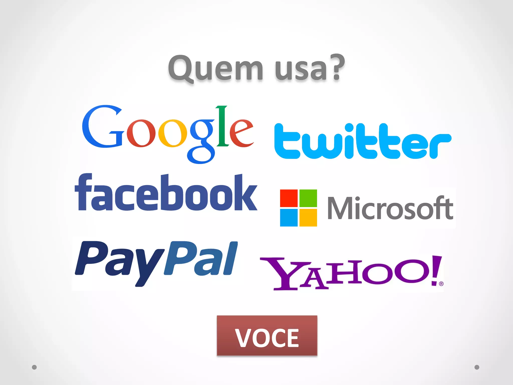 Quem 
usa? 
VOCE 
 