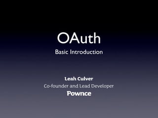 OAuth
Basic Introduction