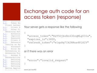Exchange auth code for an
access token (response)
Your server gets a response like the following

{
    "access_token":"Rs...
