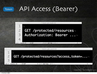 Token   API Access (Bearer)




                                  OpenID TechNight #7
11   9   8
 