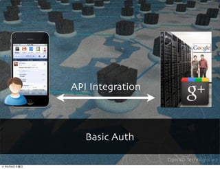 API Integration



                Basic Auth

                               OpenID TechNight #7
11   9   8
 