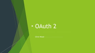 OAuth 2
Some witty subtitle here if anyone can read this
Chris Wood - https://chriswoodcodes.net
 