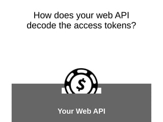 How does your web API 
decode the access tokens? 
Your W eb API 
 