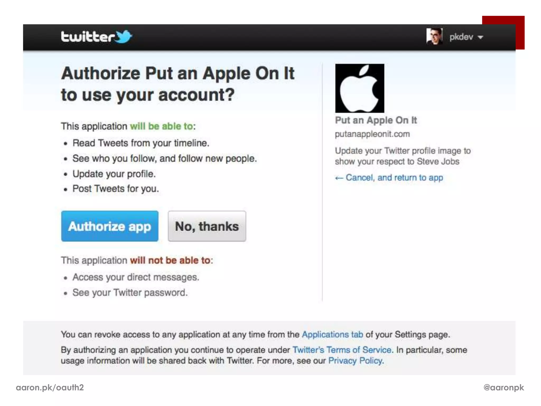 aaron.pk/oauth2   @aaronpk
 