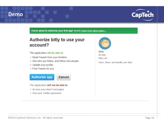 ©2012 CapTech Ventures, Inc. All rights reserved.
Demo
Page 16
 