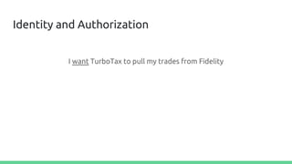 Identity and Authorization
I want TurboTax to pull my trades from Fidelity
 