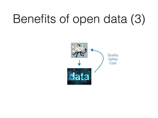 Beneﬁts of open data (3)
Quality
Safety
Cost
 