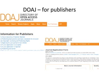 DOAJ – for publishers
 