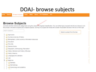 DOAJ- browse subjects
 