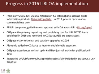 Open access stocktaking—ILRI and Livestock CRP