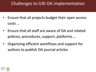 Open access stocktaking—ILRI and Livestock CRP