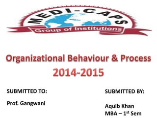 SUBMITTED TO:
Prof. Gangwani
SUBMITTED BY:
Aquib Khan
MBA – 1st Sem
 
