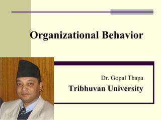 Organizational Behavior
Dr. Gopal Thapa
Tribhuvan University
 