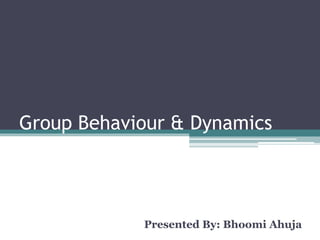 Group Behaviour & Dynamics
Presented By: Bhoomi Ahuja
 
