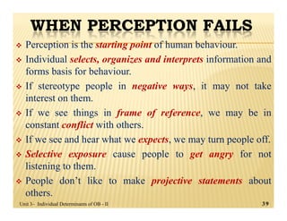 Perception Build Up Organizational Behaviour - Individual Determinants of OB II | PDF