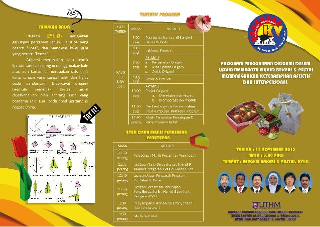 Brosur Program Penggunaan Origami Dalam Usaha Membantu Murid Bakeri