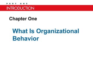 Chapter One

 What Is Organizational
 Behavior
 