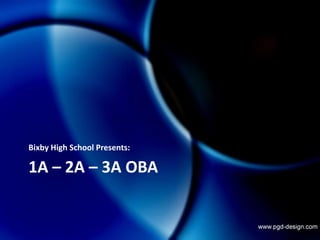 1A – 2A – 3A OBA Bixby High School Presents: 
