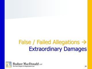 24
False / Failed Allegations 
Extraordinary Damages
 