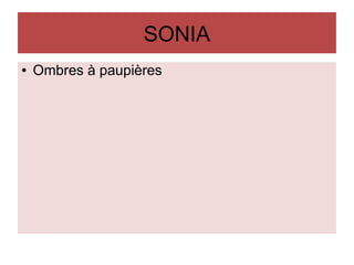 SONIA
● Ombres à paupières
 