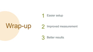 Wrap-up
1 Easier setup
2 Improved measurement
3 Better results
 