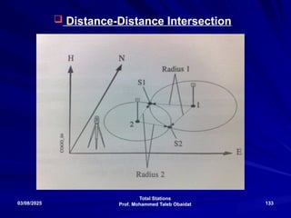 Total Stations
Prof. Mohammed Taleb Obaidat
03/08/2025 133
 Distance-Distance Intersection
 