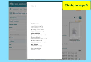 Obsahy monografií
 