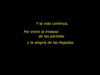 Y la vida continua, Por entre la tristeza  de las partidas  y la alegría de las llegadas. 
