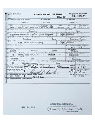 President Barack Obama's birth certificate