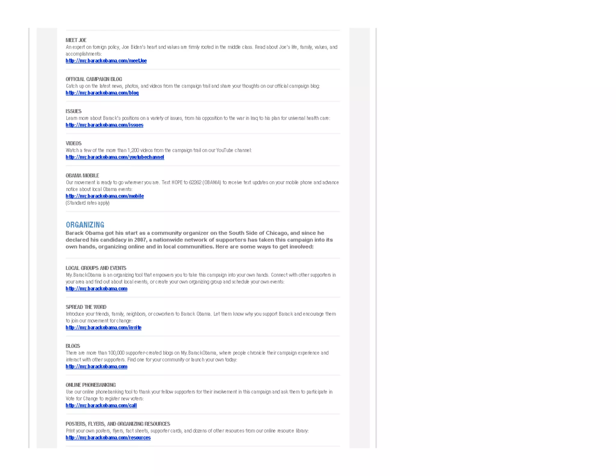 Obama Campaign Summary