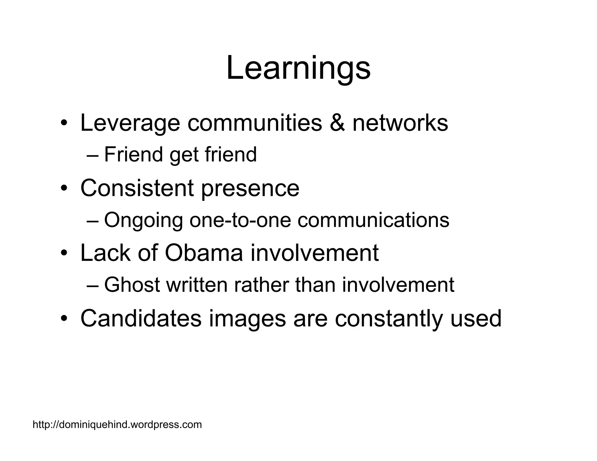 Obama Campaign Summary