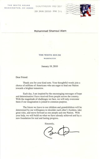 President Obama reply