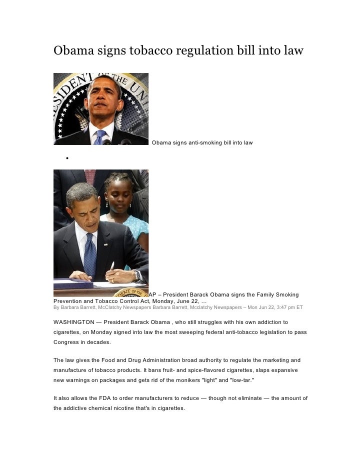 Obama Signs Tobacco Regulation Bill Into Law