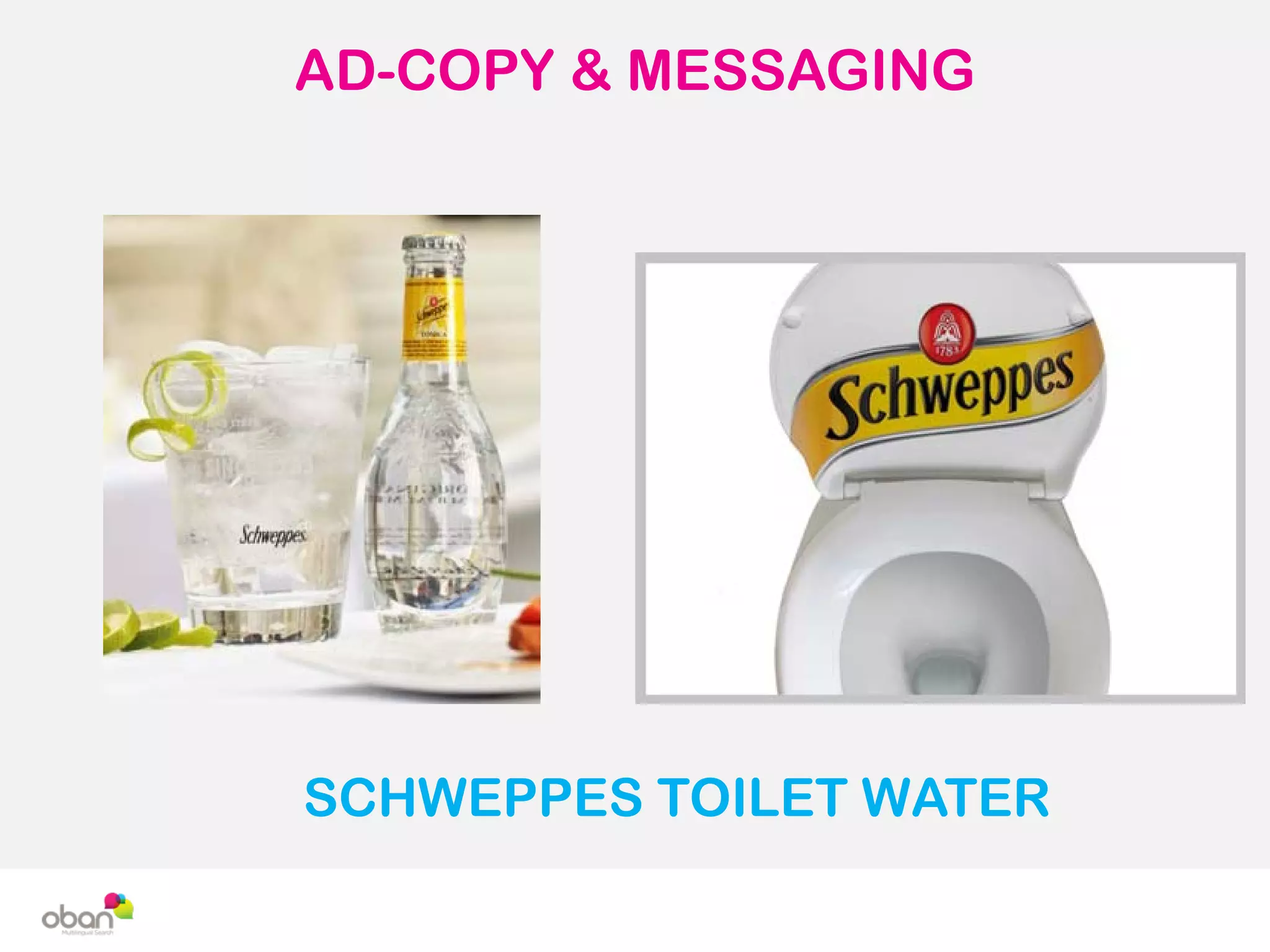 AD-COPY & MESSAGING
SCHWEPPES TOILET WATER
 